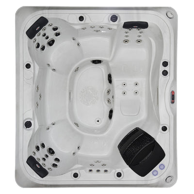 Canadian Spa Company_KH-10018_Alberta_Square_7-Person_57 -Jet Hot Tub_Blackout Insulation_UV Light Water Care_Lounger