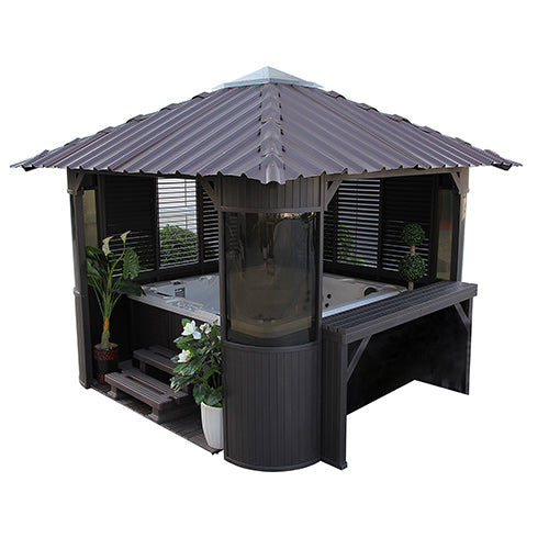 Canadian Spa Company_KF-10052_Fraser_10 x 10_Free standing Gazebo_Bar and 4 stools