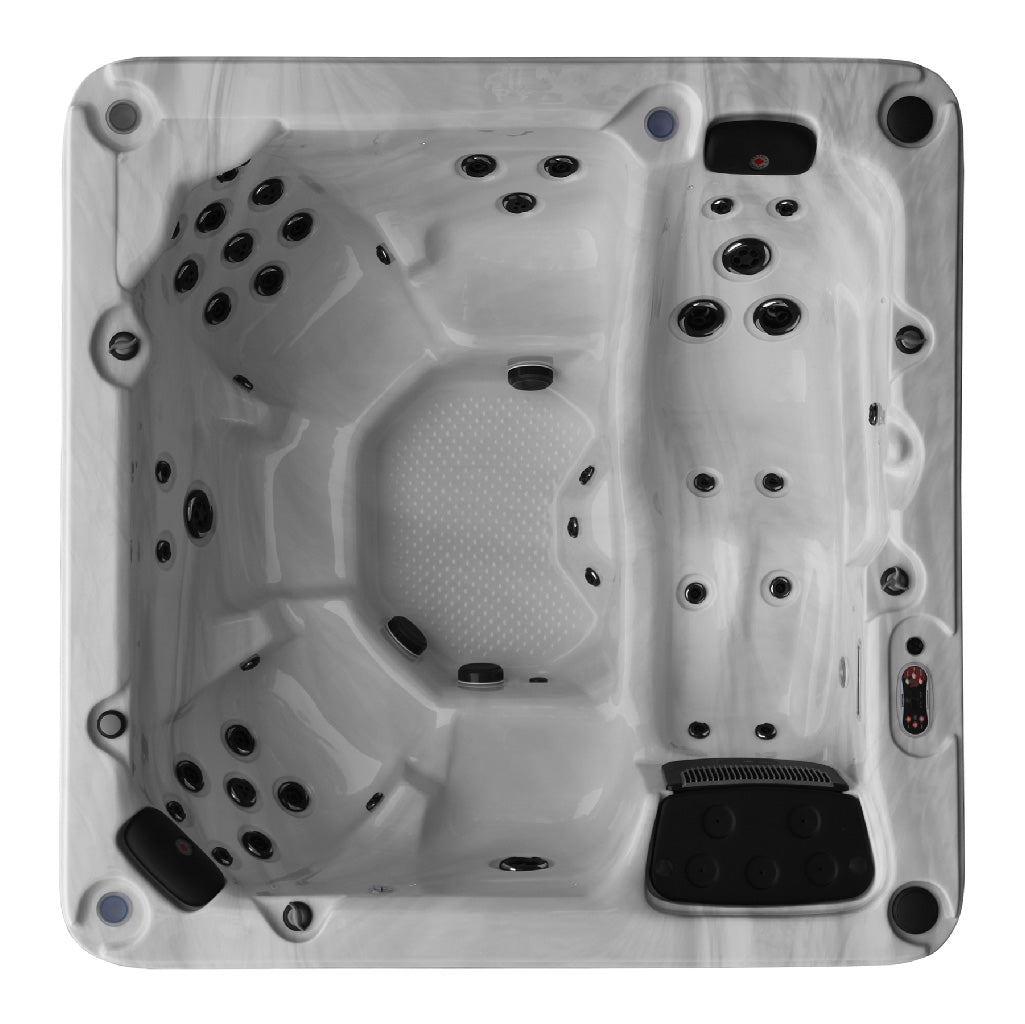 Canadian Spa Company_KH-10030_Thunder Bay_Square_6-Person_44 -Jet Hot Tub_Blackout Insulation_UV Light Water Care_Lounger