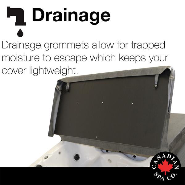 Canadian Spa Company_5”/3” Thick Tapered Spa Covers - Square 78” to 92”_8 locking straps_5” deep skirt_Drainage grommets_6 mil vapour barrier_Full steam seal_ Metal channel_Hot Tubs