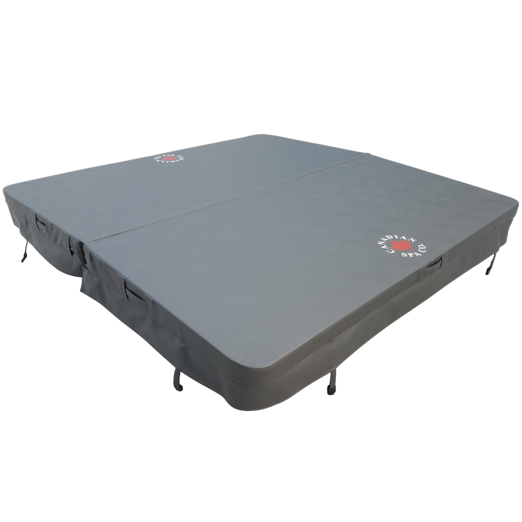Canadian Spa Company_5”/3” Thick Tapered Spa Covers - Square 78” to 92”_8 locking straps_5” deep skirt_Drainage grommets_6 mil vapour barrier_Full steam seal_ Metal channel_Hot Tubs