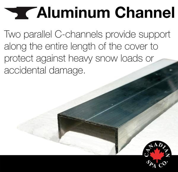 Canadian Spa Company_5”/3” Thick Tapered Spa Covers - Square 78” to 92”_8 locking straps_5” deep skirt_Drainage grommets_6 mil vapour barrier_Full steam seal_ Metal channel_Hot Tubs