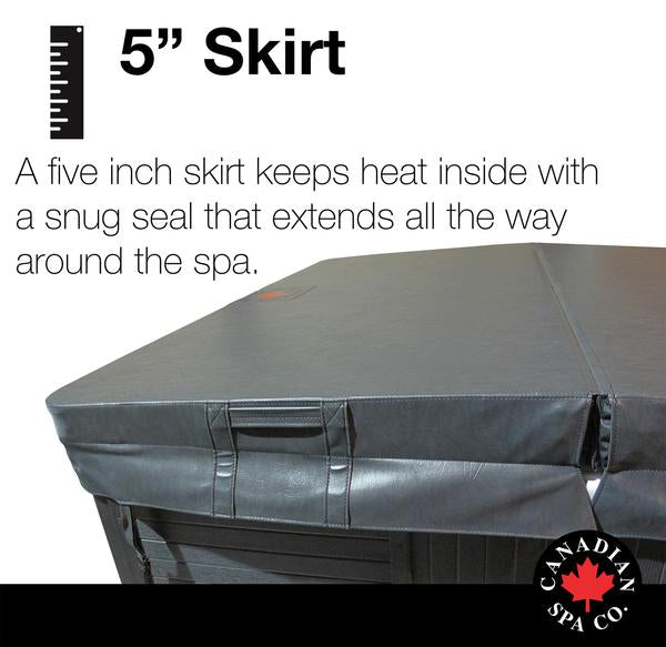 Canadian Spa Company_5”/3” Thick Tapered Spa Covers - Square 78” to 92”_8 locking straps_5” deep skirt_Drainage grommets_6 mil vapour barrier_Full steam seal_ Metal channel_Hot Tubs